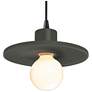 Saucer 8" Wide Pewter Green and Matte Black Pendant with Black Cord