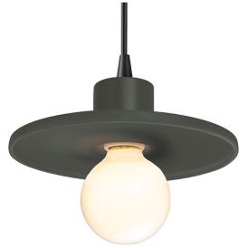 Saucer 8" Wide Pewter Green and Matte Black Pendant with Black Cord Saucer 8" Wide Pewter Green and Matte Black Pendant with Black Cord