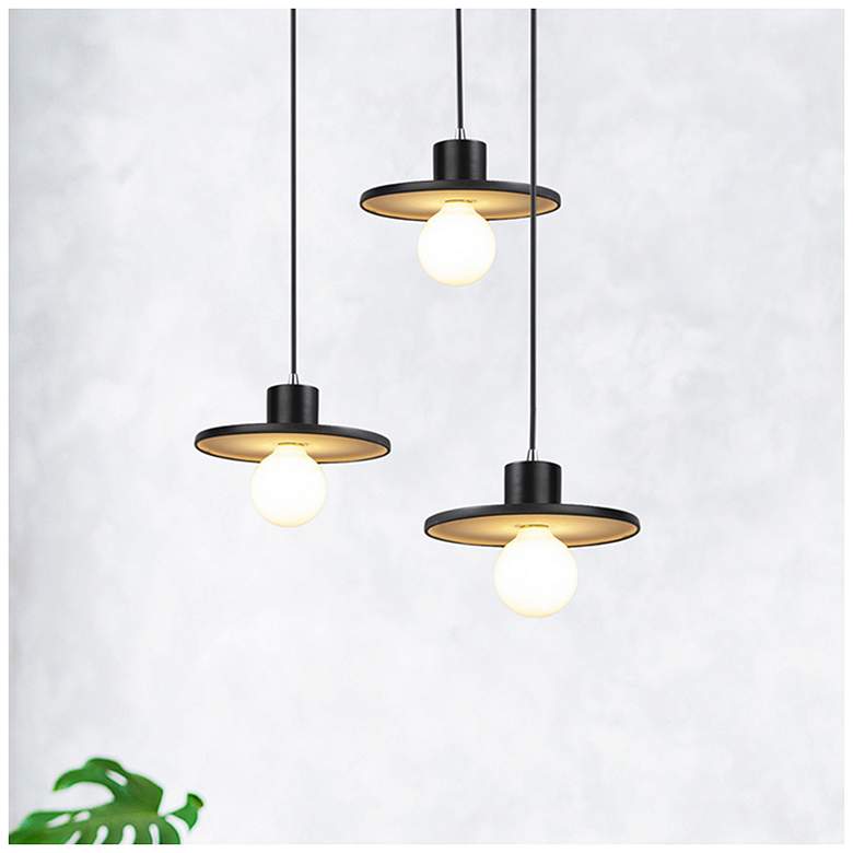 Image 2 Saucer Pendant - MB Gold - BN-Black Cord