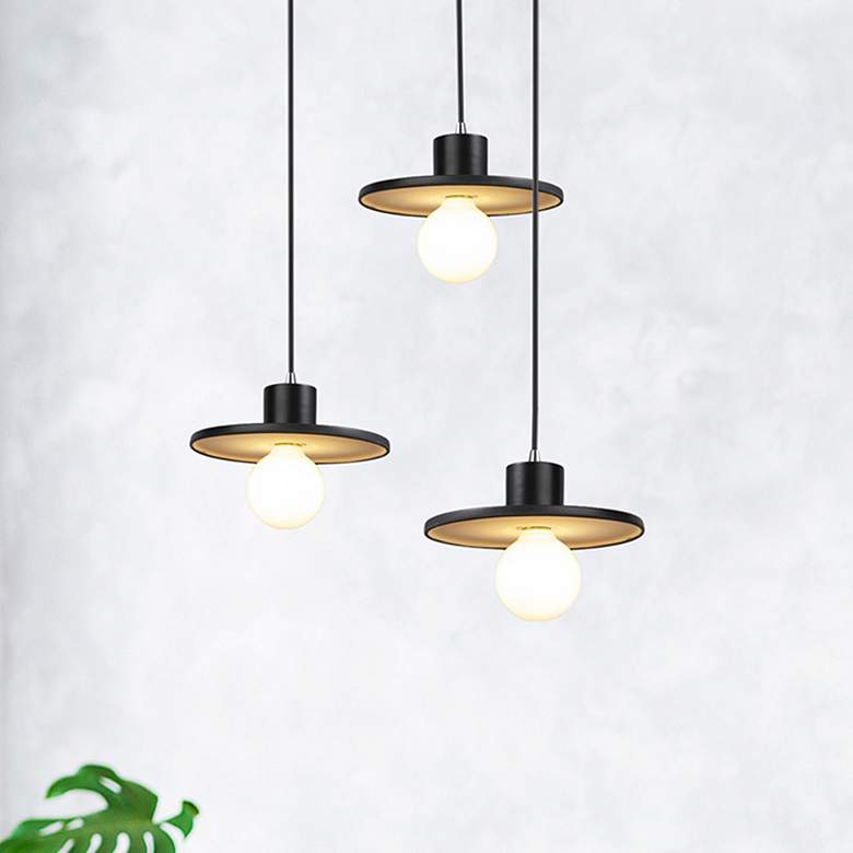 Image 1 Saucer Pendant - MB Gold - BN-Black Cord
