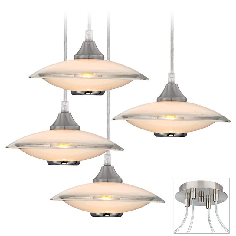 Image 1 Saucers Brushed Nickel 4-Light Multi Light Pendant