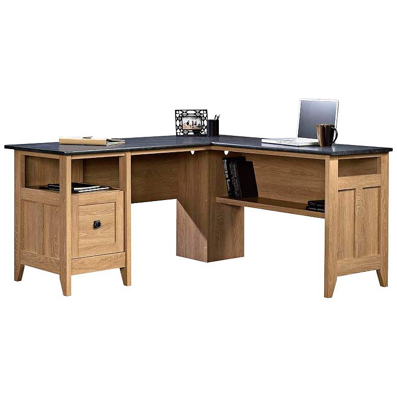 Image 2 Sauder August Hill 83 1/4" Wide Dover Oak Wood L-Shaped Desk