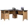 2_Sauder August Hill 83 1/4" Wide Dover Oak Wood L-Shaped Desk