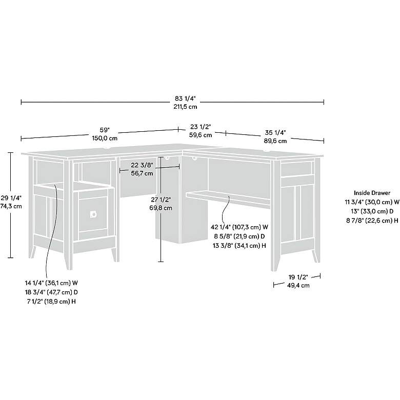 Image 5 Sauder August Hill 83 1/4" Wide Dover Oak Wood L-Shaped Desk more views