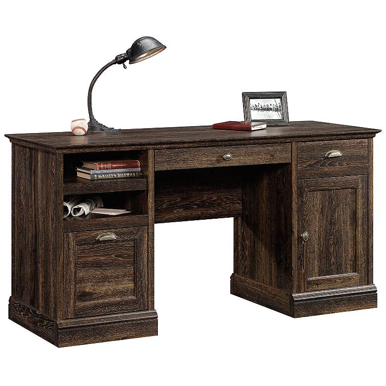 Image 5 Sauder Barrister Lane 59" Wide Iron Oak Executive Desk more views