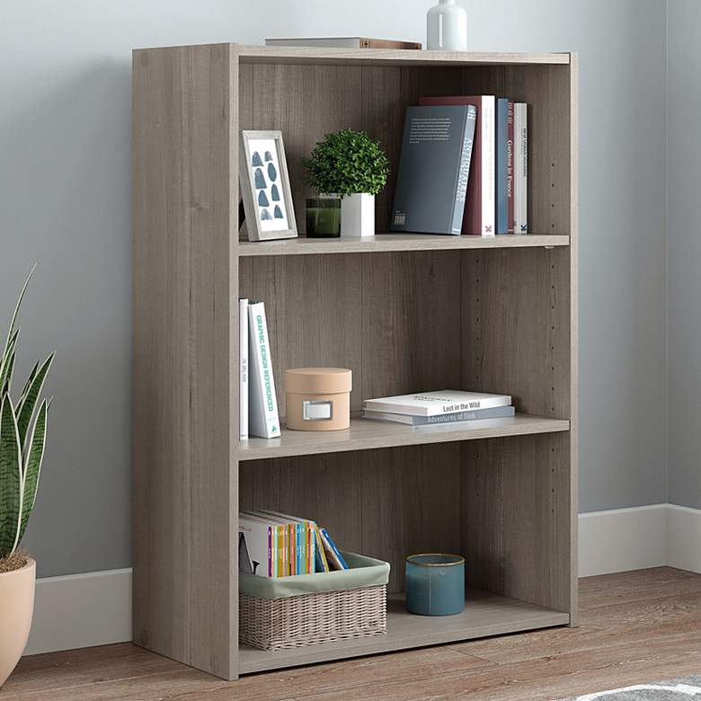 Image 1 Sauder Beginnings 24 1/2"W Silver Sycamore 3-Shelf Bookcase