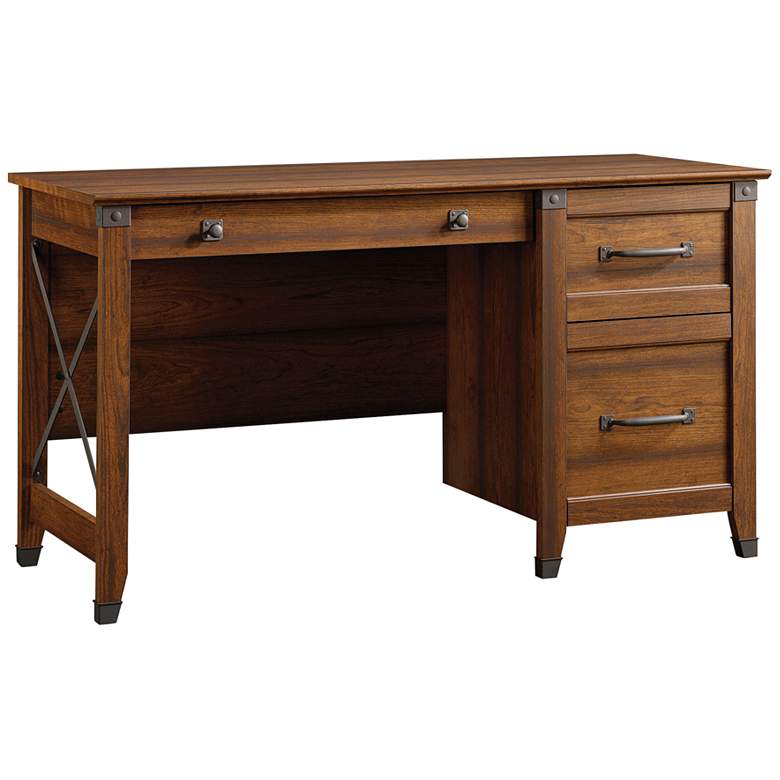 Image 1 Sauder Carson Forge 53 1/4"W Washington Cherry 3-Drawer Desk