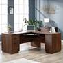 1_Sauder Englewood 65 1/4" Wide Spiced Mahogany L-Shaped Desk