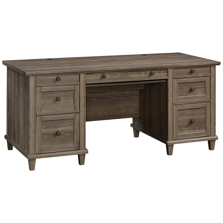 Image 2 Sauder Hammond 67 1/2"W Emery Oak 7-Drawer Executive Desk