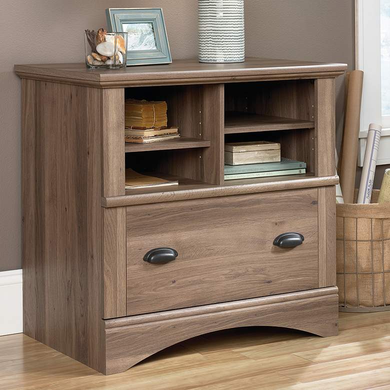Image 1 Sauder Harbor View 32" Wide Salt Oak Lateral File Cabinet