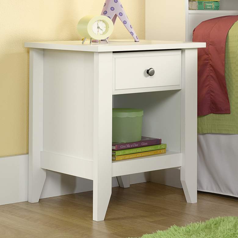 Image 1 Sauder Shoal Creek 21" Wide Soft White 1-Drawer Night Stand