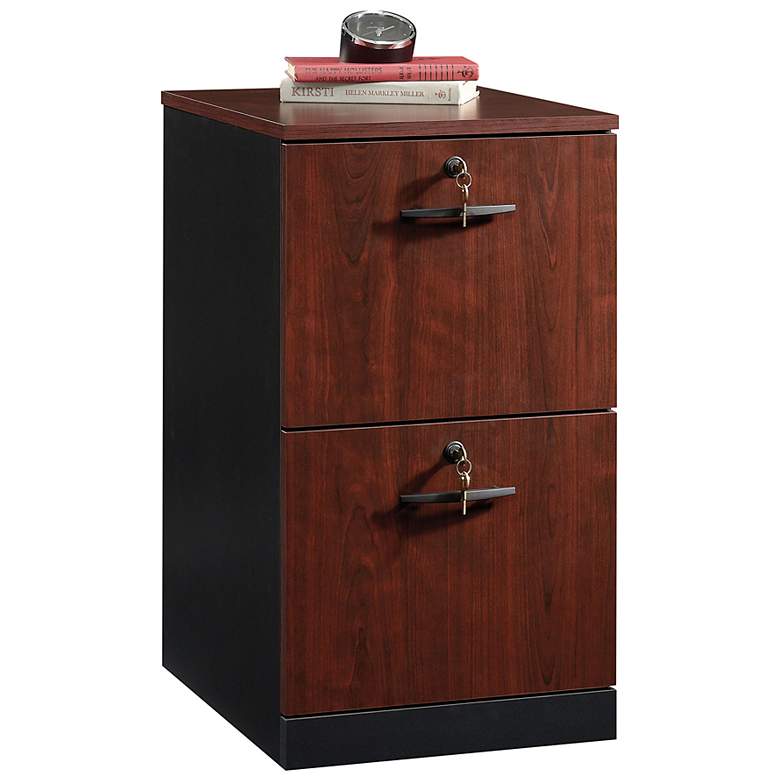 Image 4 Sauder Via 15 1/2"W Cherry and Black 2-Drawer File Cabinet more views