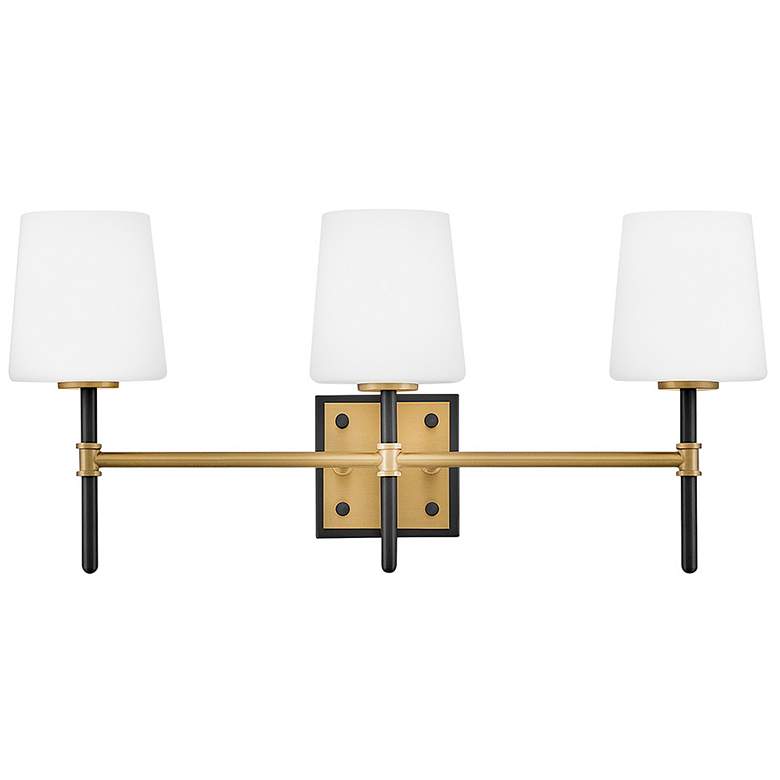 Image 2 Saunders 23" Wide Black and Brass 3-Light Bath Light more views