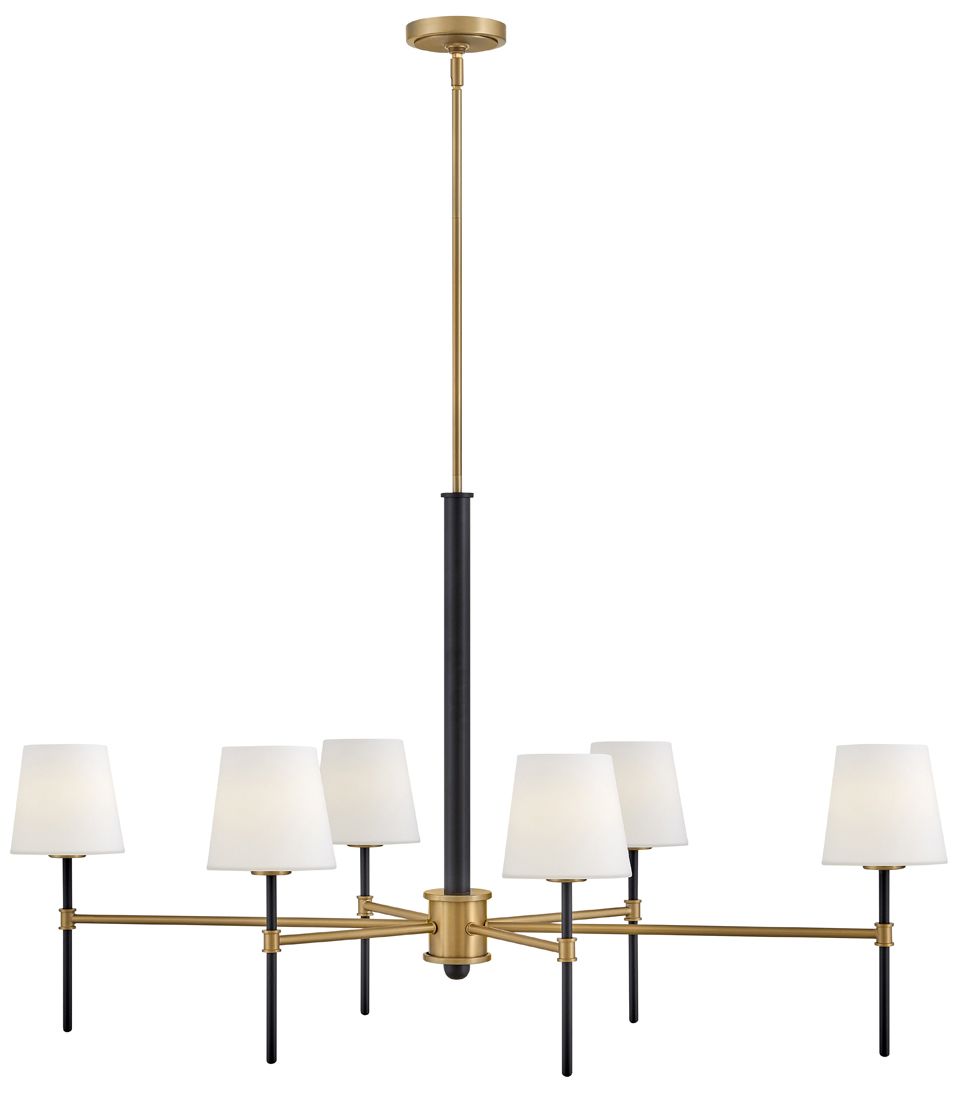 Saunders 45" Wide Black and Brass 6-Light Linear Chandelier