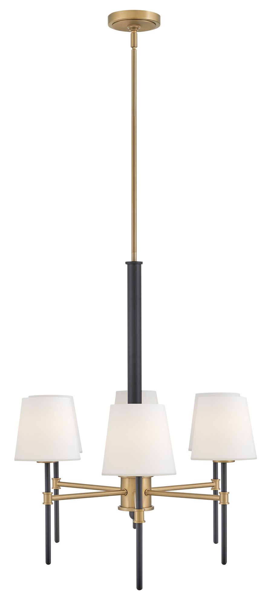 Saunders 45" Wide Black and Brass 6-Light Linear Chandelier