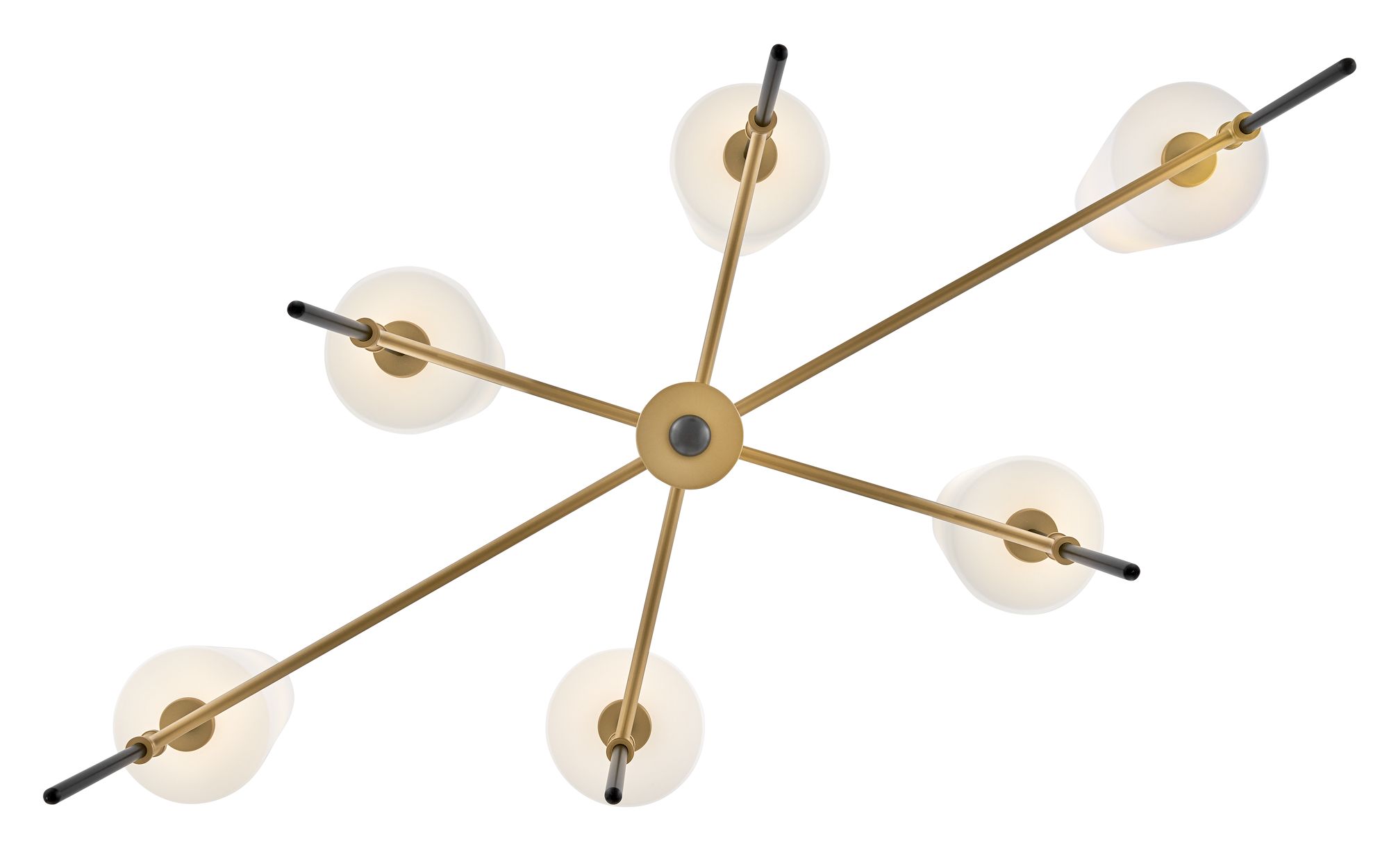 Saunders 45" Wide Black and Brass 6-Light Linear Chandelier