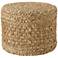 Sauton Natural Beige and White Short Cylinder Pouf Ottoman