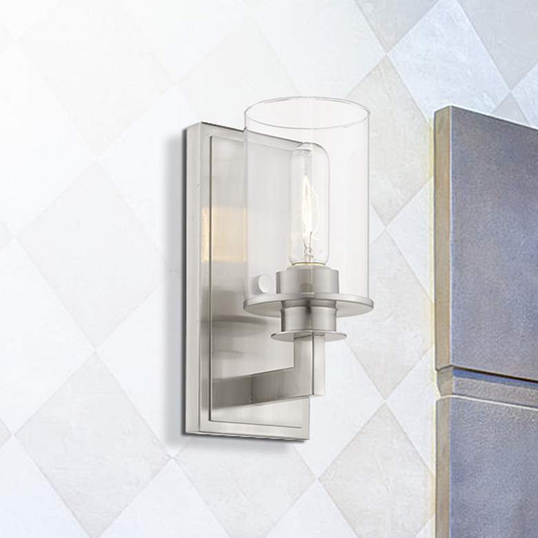 Image 1 Savannah 10 1/4" High Brushed Nickel Wall Sconce