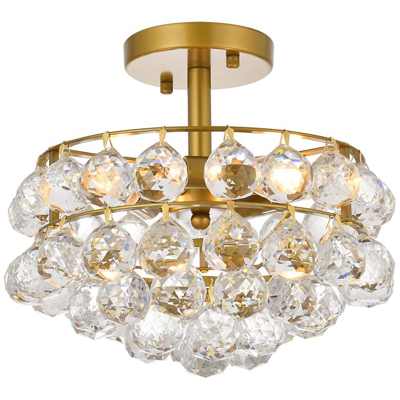 Image 3 Savannah 12" Wide Brass and Clear Crystal Ceiling Light