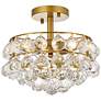 3_Savannah 12" Wide Brass and Clear Crystal Ceiling Light