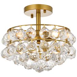 Savannah 12" Wide Brass and Clear Crystal Ceiling Light