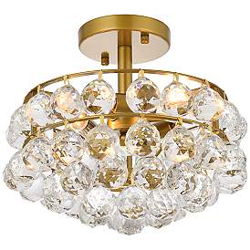 Image5 of Savannah 12" Wide Brass and Clear Crystal Ceiling Light more views