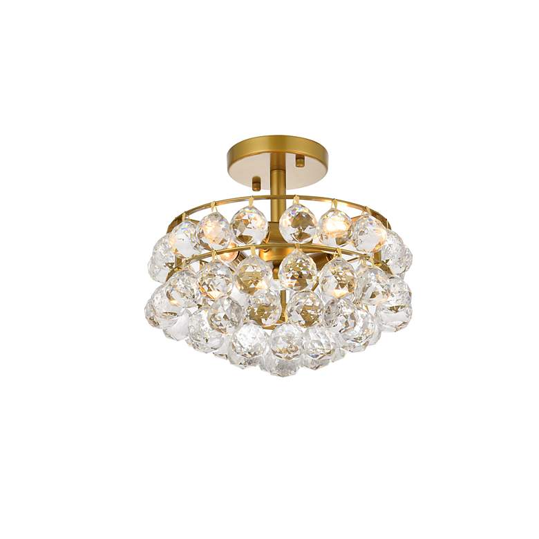 Image 5 Savannah 12" Wide Brass and Clear Crystal Ceiling Light more views