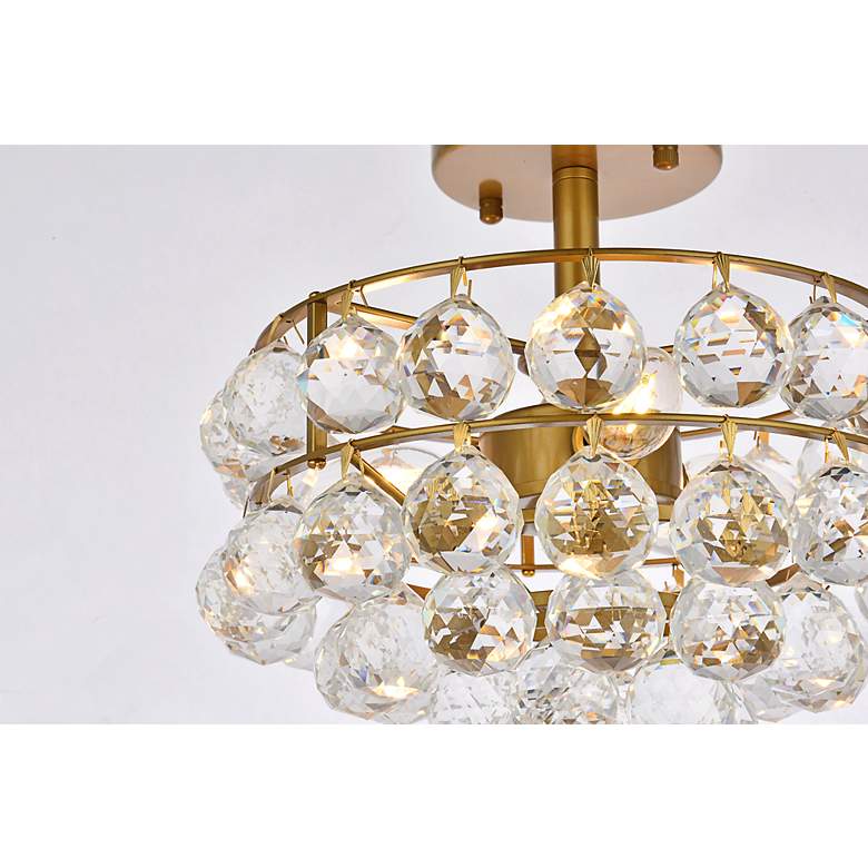 Image 7 Savannah 12" Wide Brass and Clear Crystal Ceiling Light more views
