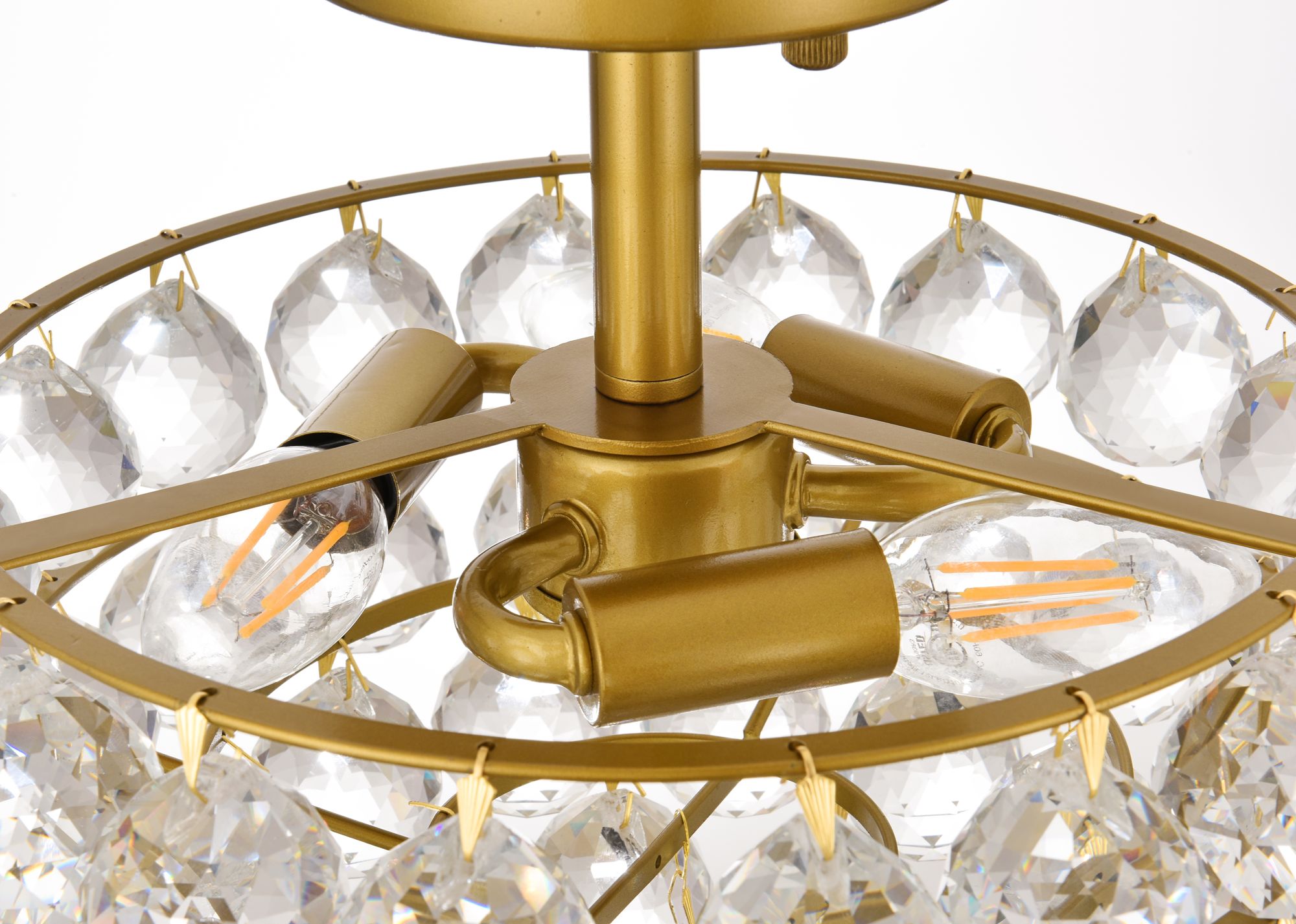 Savannah 12" Wide Brass and Clear Crystal Ceiling Light in scene