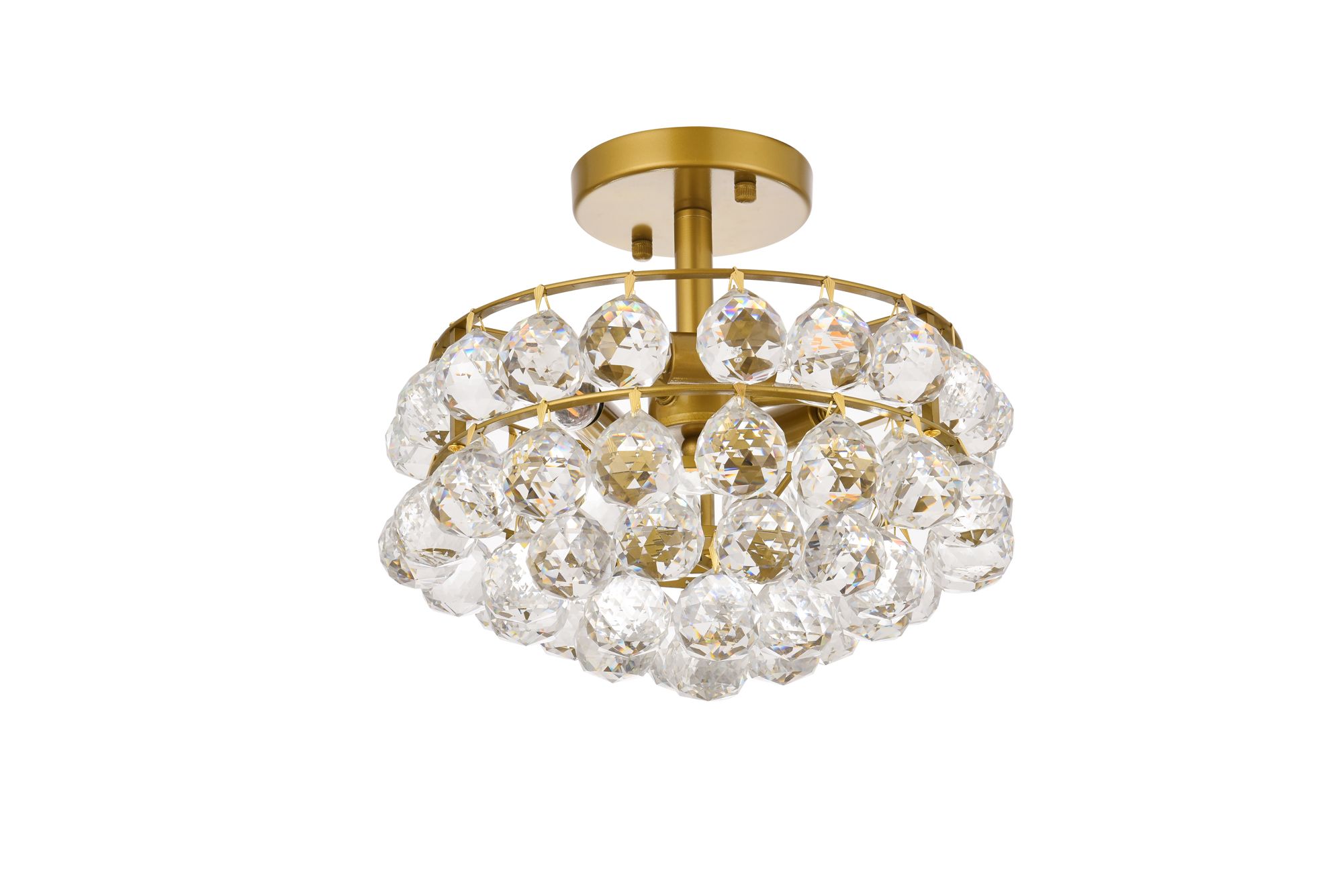 Savannah 12" Wide Brass and Clear Crystal Ceiling Light in scene