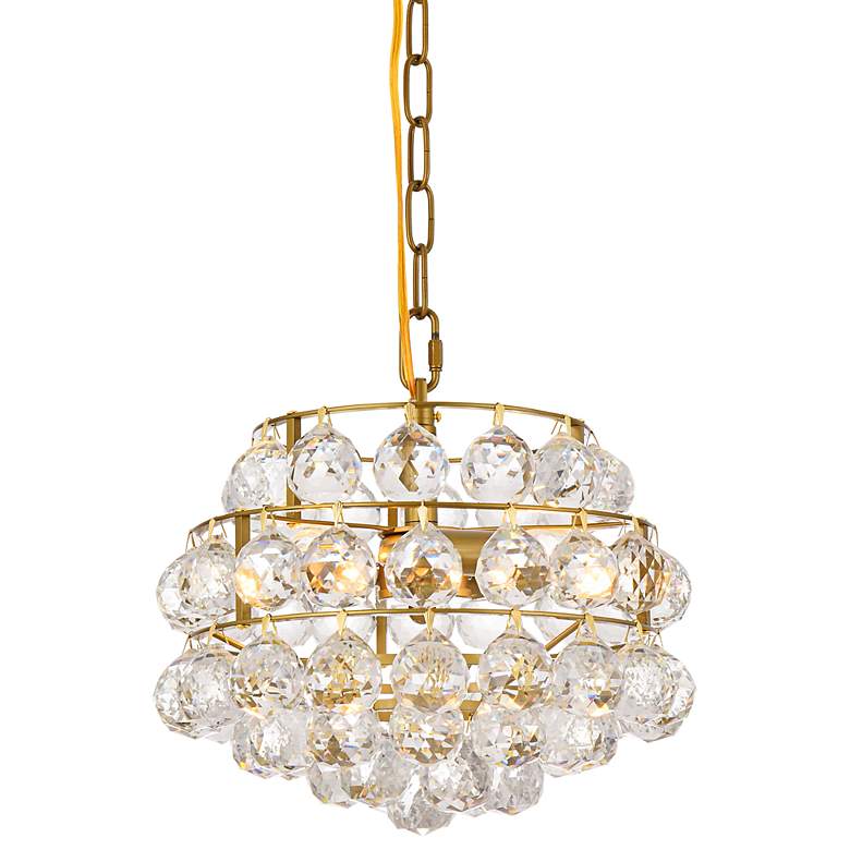 Image 3 Savannah 12" Wide Brass Crystal 3-Light Mini Pendant