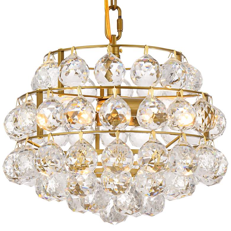 Image 4 Savannah 12" Wide Brass Crystal 3-Light Mini Pendant more views