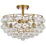 3_Savannah 12" Wide Brass Iron Crystal 3-Light Ceiling Light
