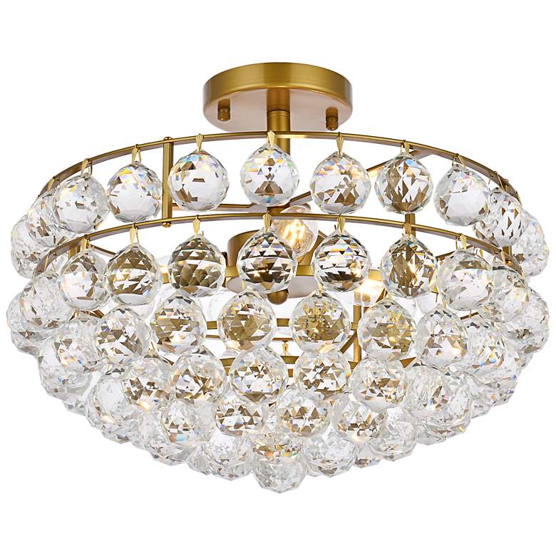 Image 5 Savannah 12" Wide Brass Iron Crystal 3-Light Ceiling Light more views