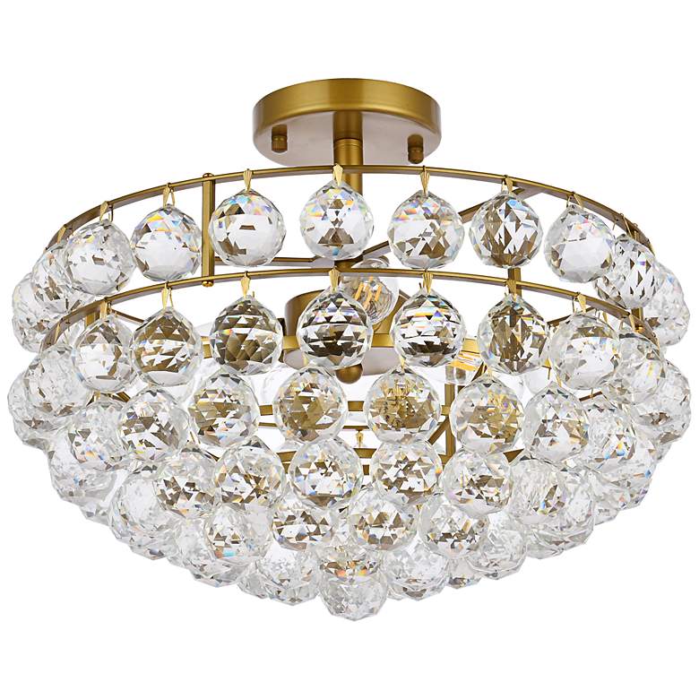 Image 6 Savannah 12" Wide Brass Iron Crystal 3-Light Ceiling Light more views