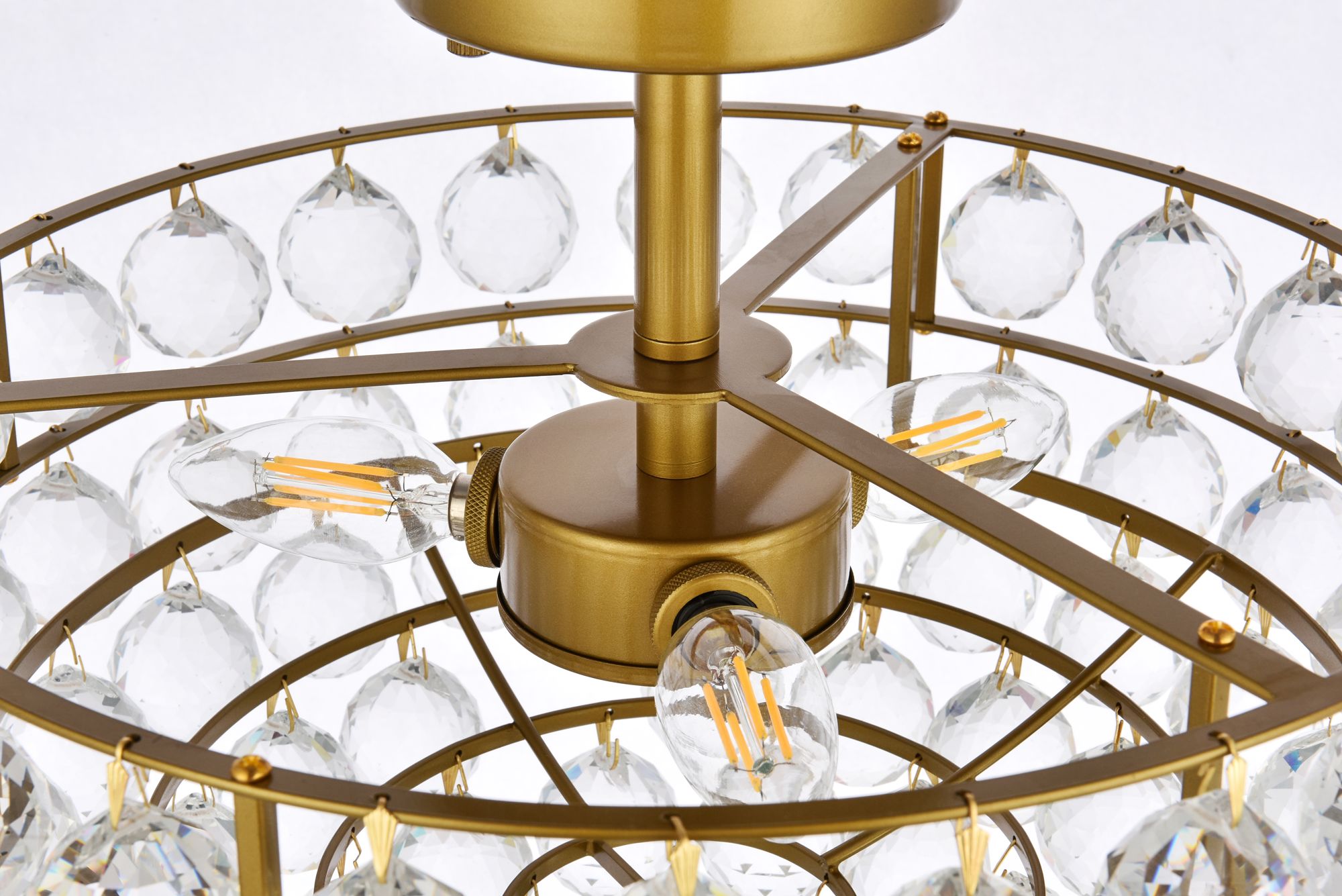 Savannah 12" Wide Brass Iron Crystal 3-Light Ceiling Light in scene