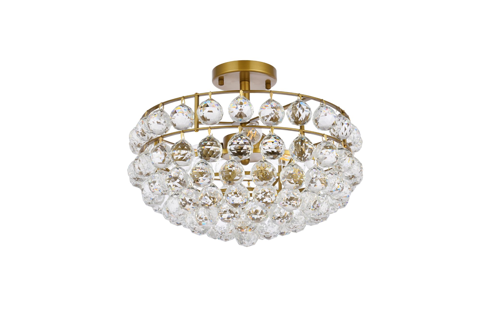 Savannah 12" Wide Brass Iron Crystal 3-Light Ceiling Light in scene