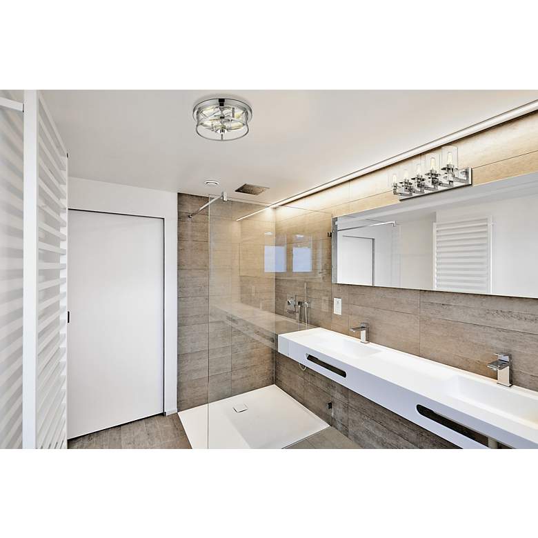 Image 4 Savannah 13 3/4" Wide Chrome 2-Light Ceiling Light more views