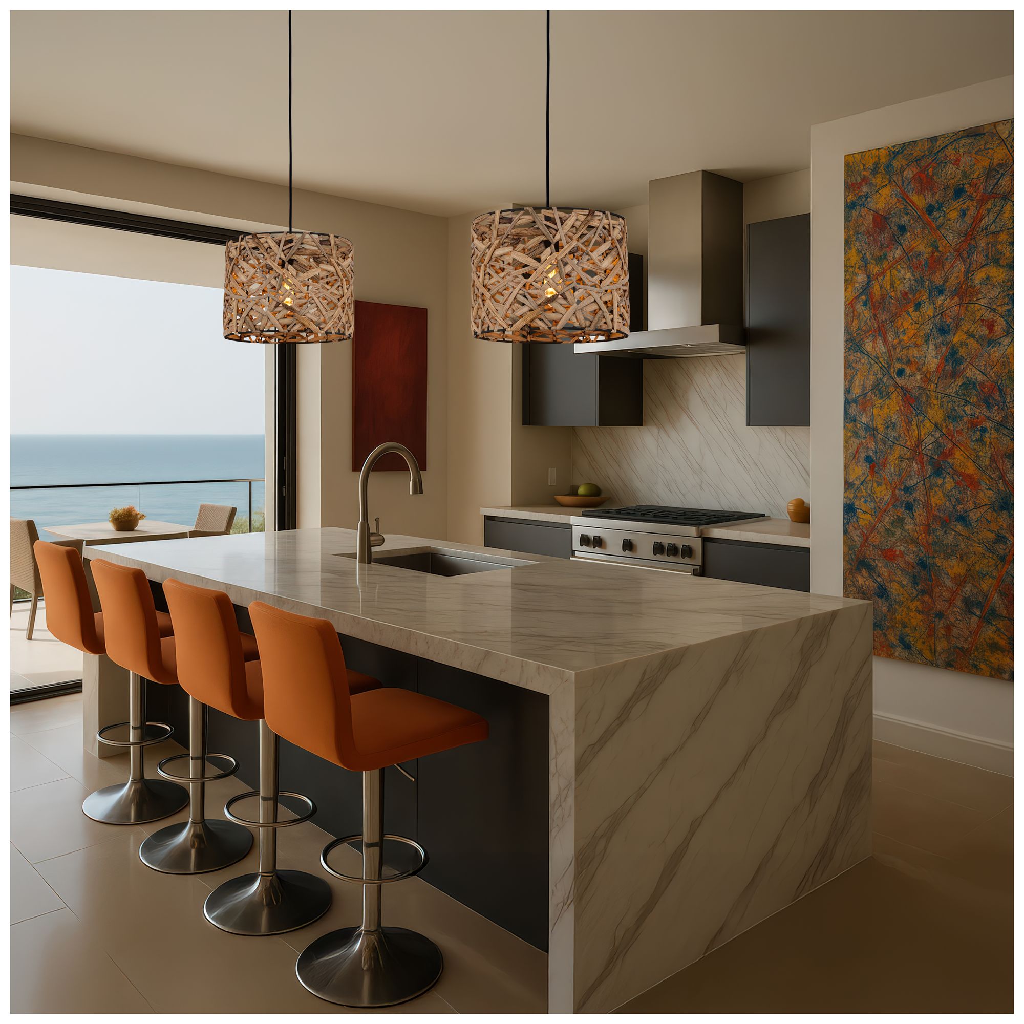 Image 2 Savannah 13" Wide Matte Black Cord Hung Pendant with Natural Shade more views