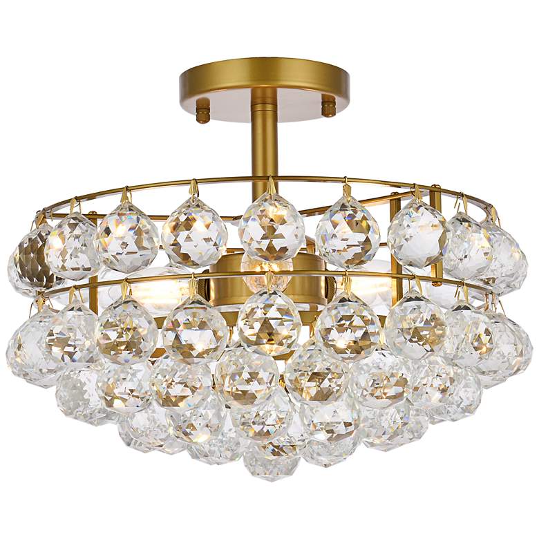Image 2 Savannah 14" Wide Brass with Clear Crystal Ceiling Light