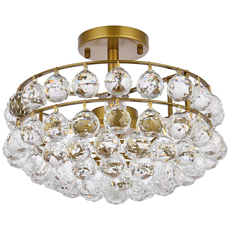 Image 4 Savannah 14" Wide Brass with Clear Crystal Ceiling Light more views