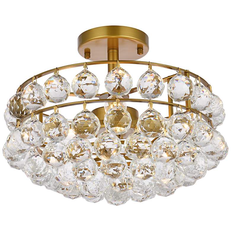 Image 5 Savannah 14" Wide Brass with Clear Crystal Ceiling Light more views