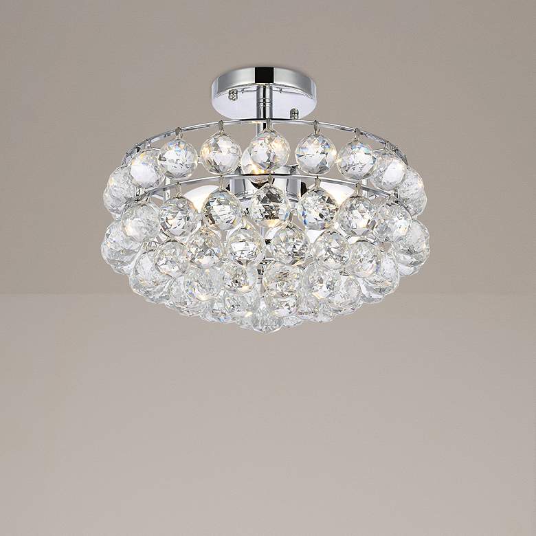Image 1 Savannah 14" Wide Chrome and Crystal Ceiling Light
