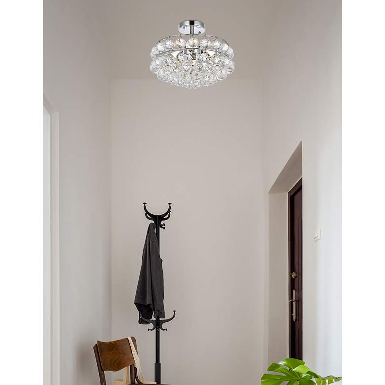 Image 3 Savannah 14" Wide Chrome and Crystal Ceiling Light more views