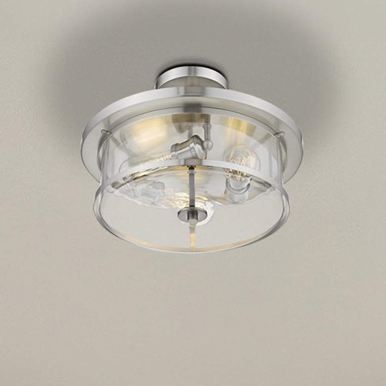 Image 1 Savannah 15 3/4" Wide Brushed Nickel 3-Light Ceiling Light
