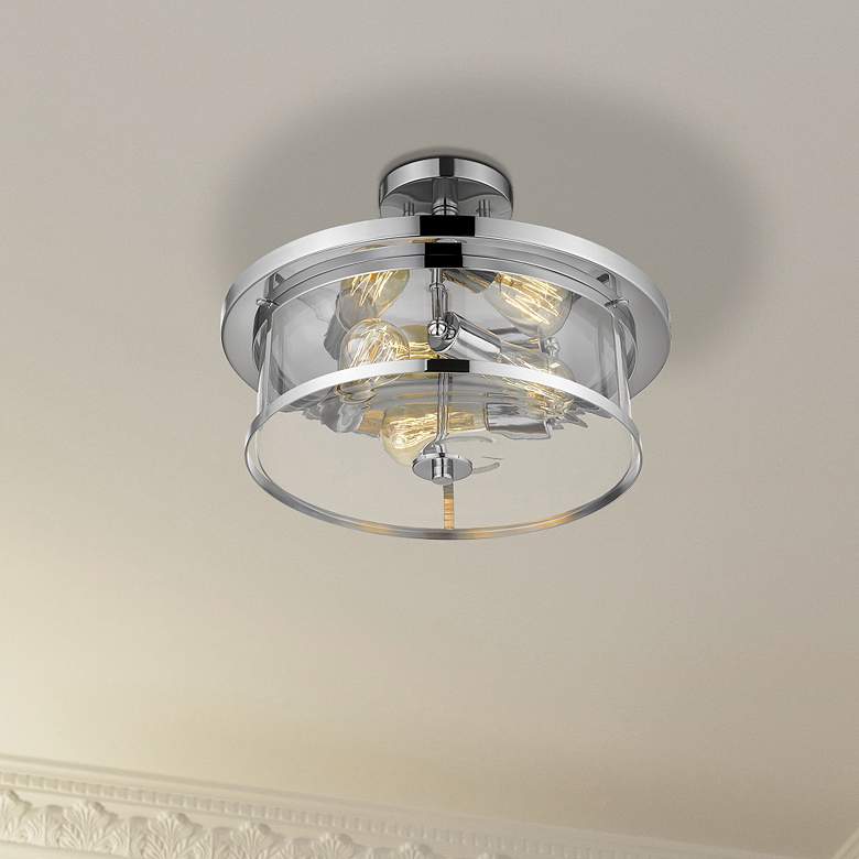 Image 1 Savannah 15 3/4" Wide Chrome 3-Light Ceiling Light