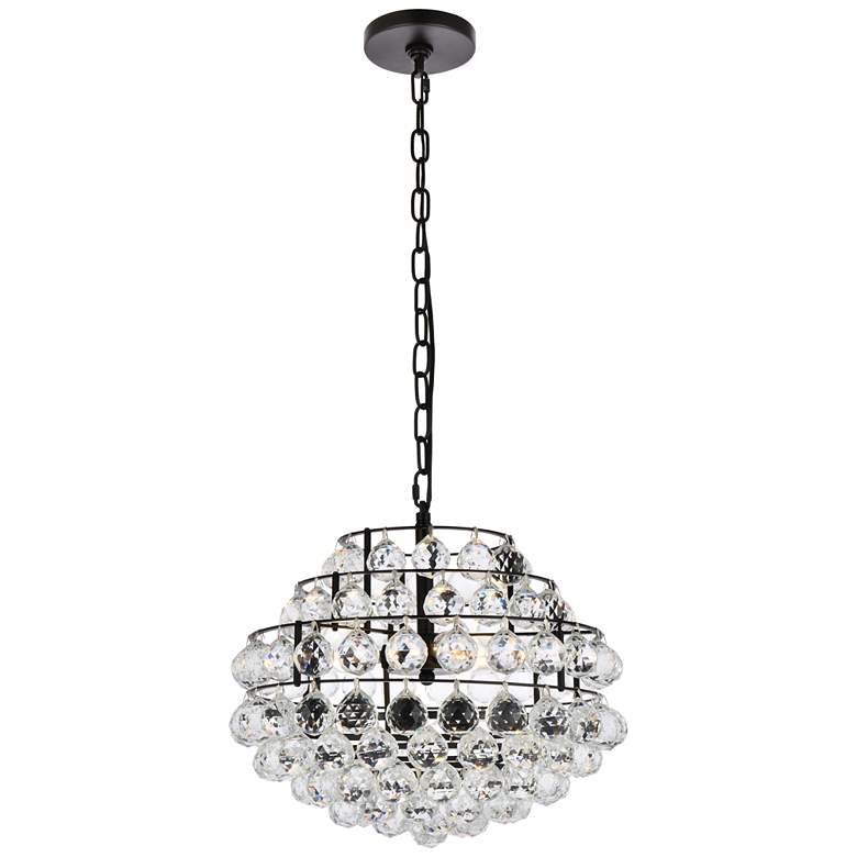 Image 2 Savannah 16" Wide Black and Tiered Crystal 3-Light Pendant