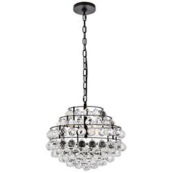 Savannah 16" Wide Black and Tiered Crystal 3-Light Pendant