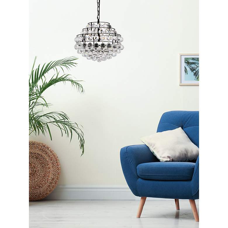 Image 3 Savannah 16" Wide Black and Tiered Crystal 3-Light Pendant more views