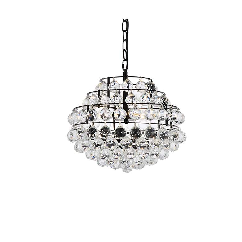Image 4 Savannah 16" Wide Black and Tiered Crystal 3-Light Pendant more views
